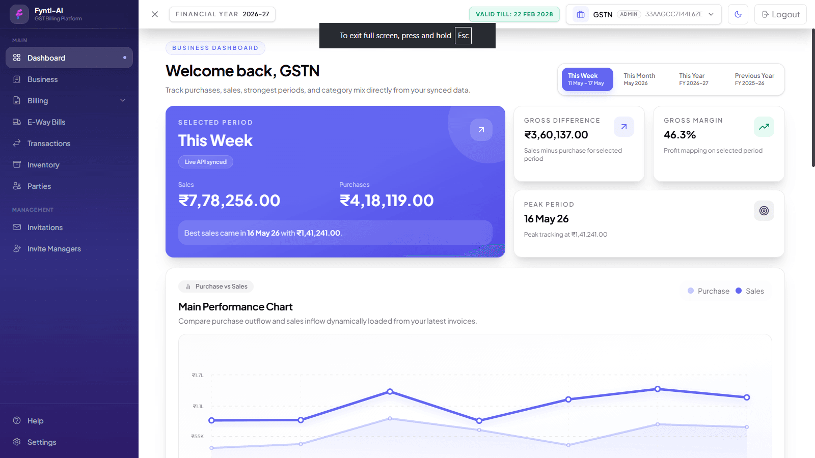 Fyntl dashboard preview